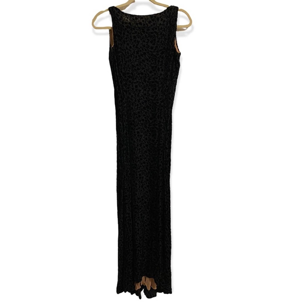 Vintage Oscar De La Renta Pink Label Black Floral Sleeveless Floor Length Dress